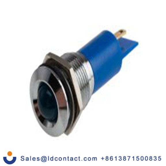 RS PRO 208-245  蓝色 面板安装指示器, 115 V dc 焊接片端接, 凸型边框, 银色边框