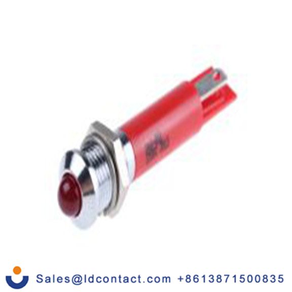 RS PRO 208-453  红色 面板安装指示器, 12 V dc 焊接片端接, 凸型边框, 银色边框