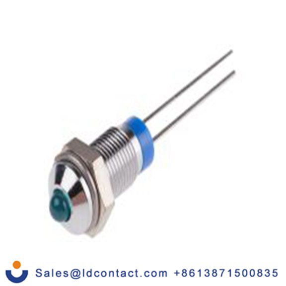 RS PRO 208-582  蓝色 指示器, 2 V dc 引线端接, 凸型边框, 银色边框