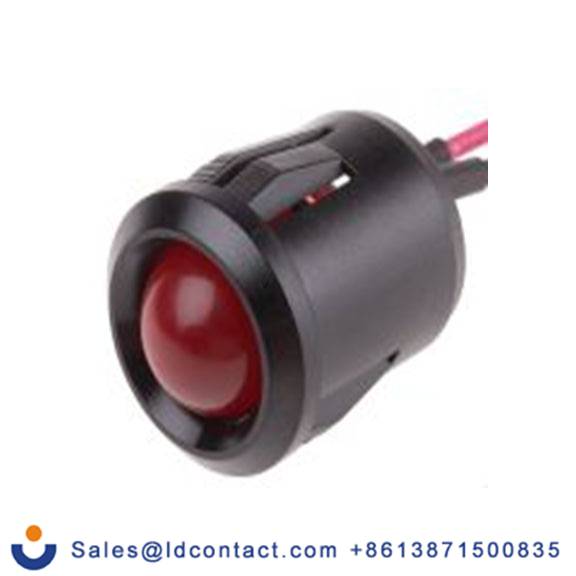 RS PRO 208-706  红色 面板安装指示器, 24 V dc 导线端接, 凸型边框, 黑色边框