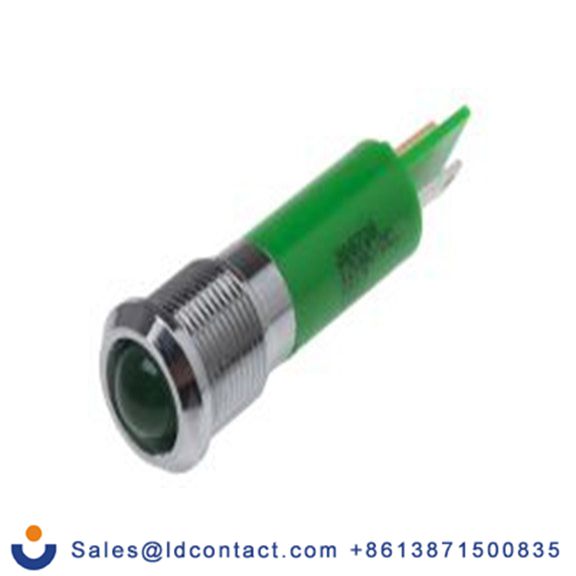 RS PRO 208-728  绿色 面板安装指示器, 12 V ac/dc 焊接片端接, 凸型边框, 银色边框, IP40