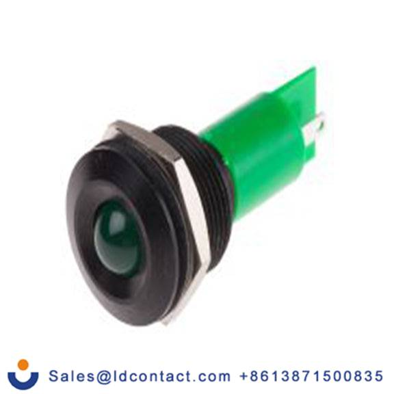 RS PRO 208-790  绿色 面板安装指示器, 115 V dc, 230 V ac, 凸型边框, 黑色边框