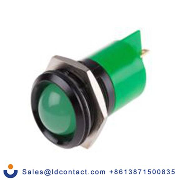 RS PRO 208-879  绿色 面板安装指示器, 12 V ac/dc 焊接片端接, 凸型边框