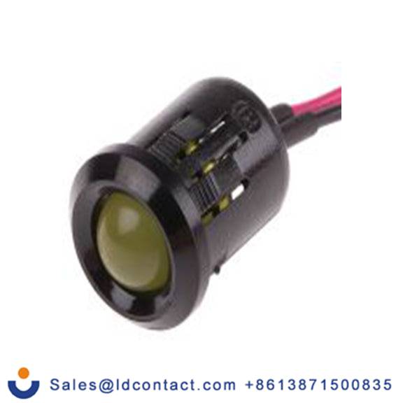 RS PRO 209-024  黄色 面板安装指示器, 12 V dc 导线端接, 凸型边框, 黑色边框