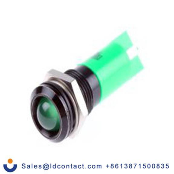 RS PRO 209-210  绿色 面板安装指示器, 240 V 焊接片端接, 凸型边框, 黑色边框, IP40