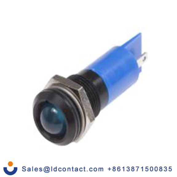 RS PRO 209-248  蓝色 面板安装指示器, 240 V 焊接片端接, 凸型边框, 黑色边框, IP40