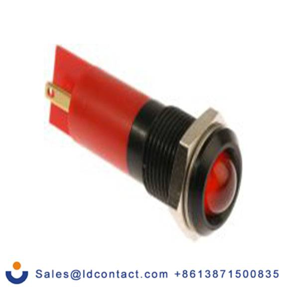RS PRO 209-412  红色 面板安装指示器, 240 V ac 焊接片端接, 凸型边框, 黑色边框, IP40