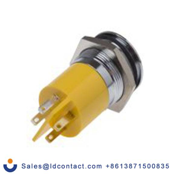 RS PRO 209-535  黄色 面板安装指示器, 12 V 焊接片端接, 凸型边框, 银色边框