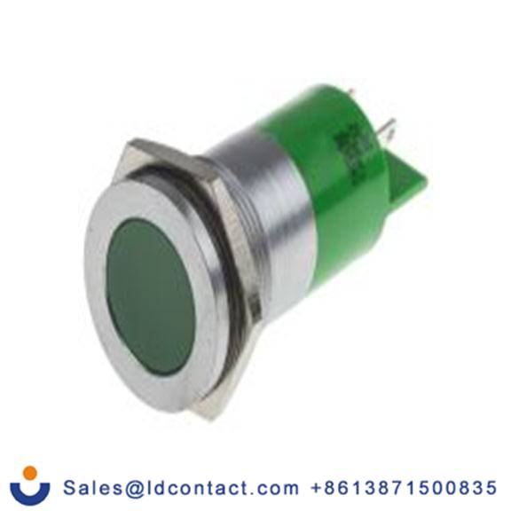 RS PRO 209-721  绿色 面板安装指示器, 24 V ac/dc 焊接片端接, 平齐边框, 银色边框
