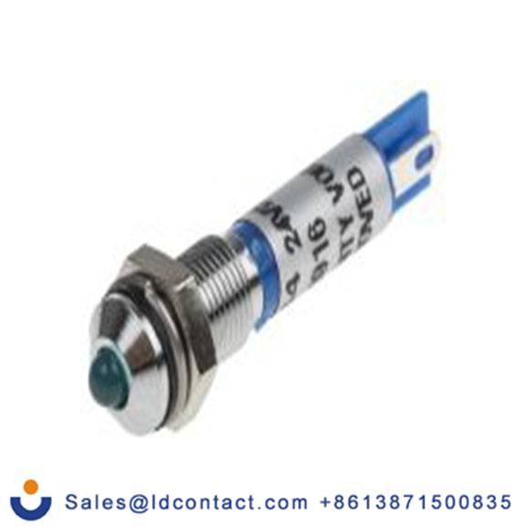 RS PRO 209-844  蓝色 面板安装指示器, 24 V dc 焊接片端接, 凸型边框, 银色边框 面板安装