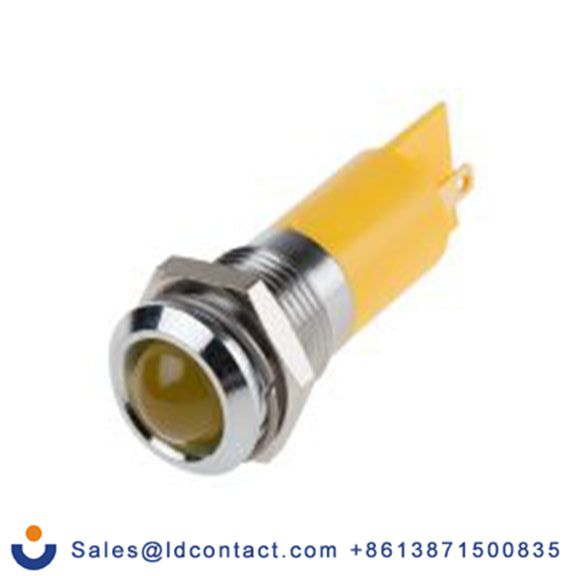 RS PRO 209-888  黄色 面板安装指示器, 24 V dc 焊接片端接, 凸型边框, 银色边框