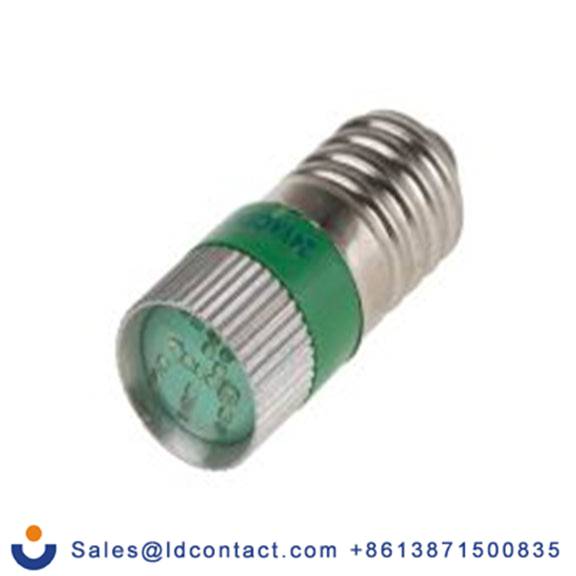 RS PRO 209-923  指示灯, 多芯片, 绿色, E10灯座, Φ10 mm, 28 mm长, 568 nm长, 24 V dc