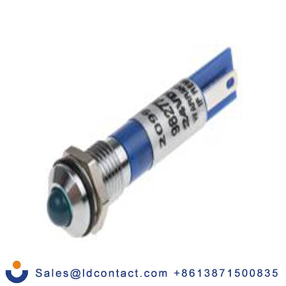 RS PRO 209-939  蓝色 面板安装指示器, 24 V dc 焊接片端接, 凸型边框, 银色边框