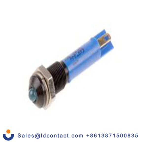 RS PRO 210-355  蓝色 面板安装指示器, 24 V dc 焊接片端接, 凸型边框, 黑色边框 面板安装