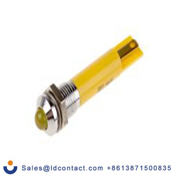 RS PRO 210-434  黄色 面板安装指示器, 12 V dc 焊接片端接, 凸型边框, 银色边框