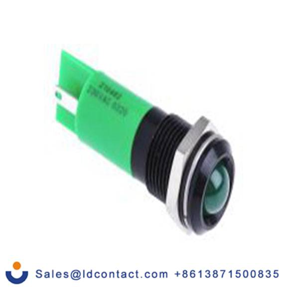 RS PRO 210-462  绿色 面板安装指示器, 230 V ac, 凸型边框, 黑色边框, IP40