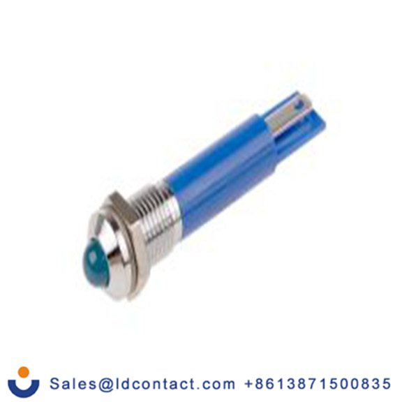 RS PRO 210-541  蓝色 面板安装指示器, 12 V dc 焊接片端接, 凸型边框, 银色边框