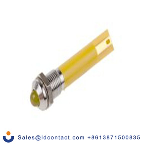 RS PRO 210-557  黄色 面板安装指示器, 12 V ac 焊接片端接, 凸型边框, 银色边框