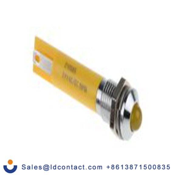 RS PRO 210-585  黄色 面板安装指示器, 24 V ac 焊接片端接, 凸型边框, 银色边框