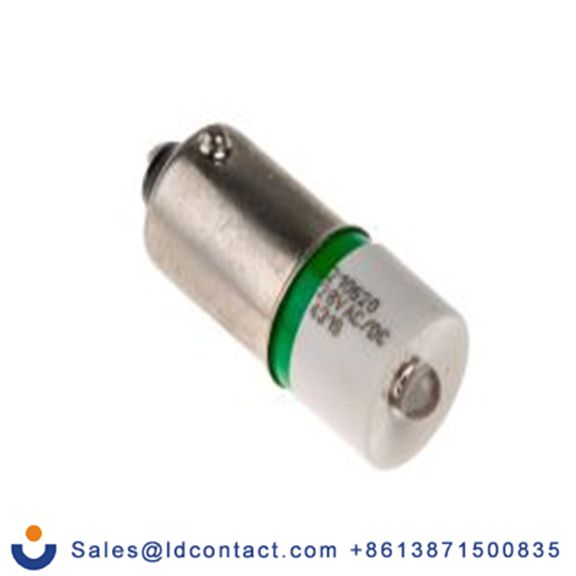 RS PRO 210-620  指示灯, 单芯片, 绿色, BA9灯座, Φ10 mm, 24 mm长, 525 nm长, 28 V ac/dc