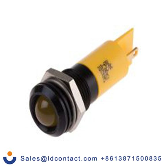 RS PRO 210-692  黄色 面板安装指示器, 12 V, 凸型边框, 黑色边框, IP40