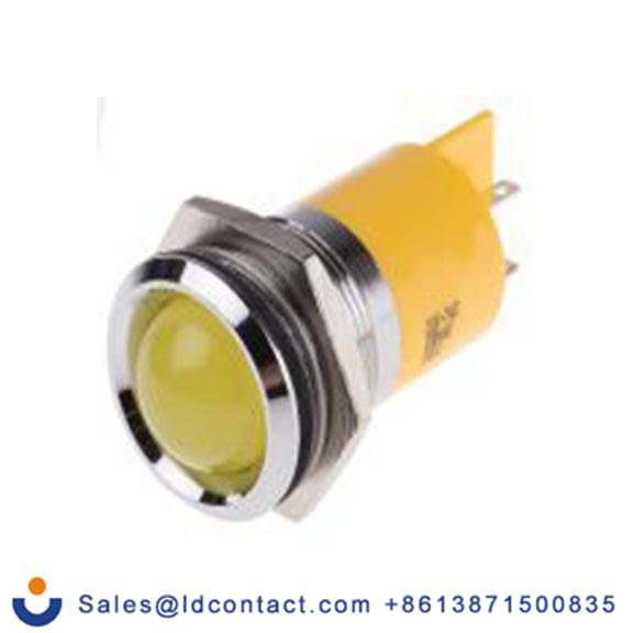 RS PRO 210-743  黄色 面板安装指示器, 230 V ac, 凸型边框, 银色边框