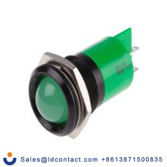 RS PRO 211-134  绿色 面板安装指示器, 24 V ac/dc 焊接片端接, 凸型边框