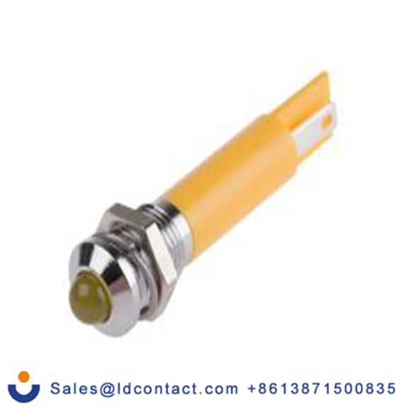 RS PRO 211-263  黄色 面板安装指示器, 12 V dc 焊接片端接, 凸型边框, 银色边框