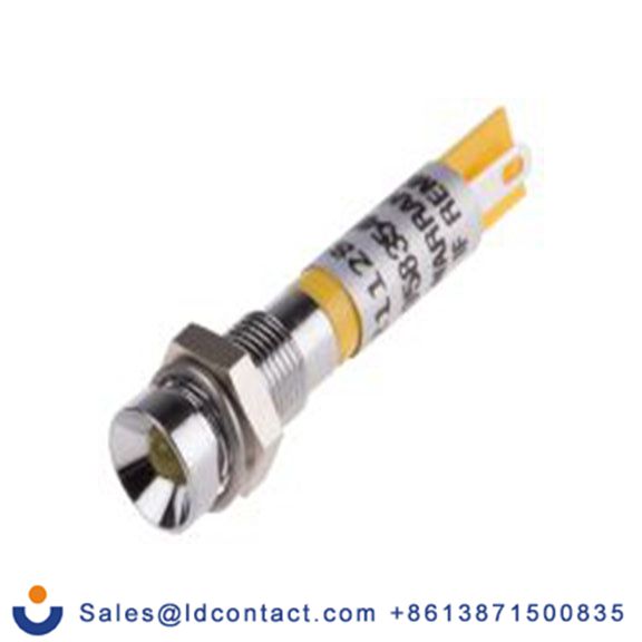 RS PRO 211-285  黄色 面板安装指示器, 12 V dc 焊接片端接, 凹入式边框, 银色边框