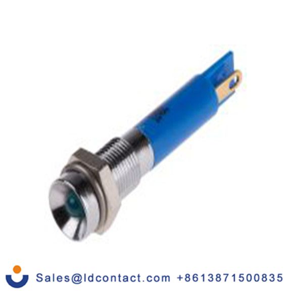 RS PRO 211-291  蓝色 面板安装指示器, 12 V dc 焊接片端接, 凹入式边框, 银色边框 面板安装