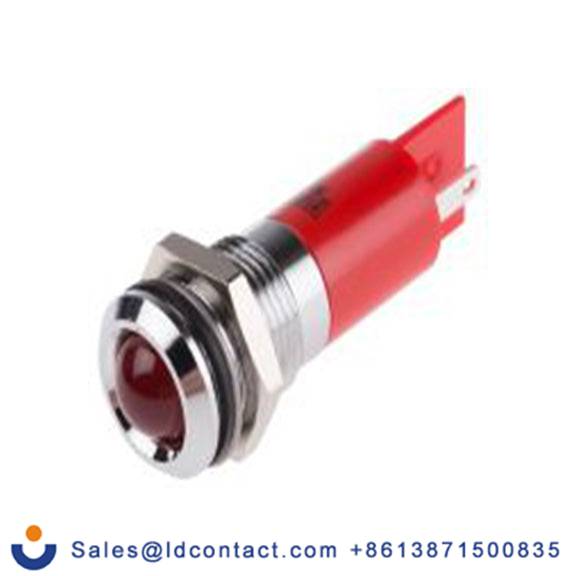 RS PRO 211-314  红色 面板安装指示器, 110 V ac 焊接片端接, 凸型边框, 银色边框, IP40