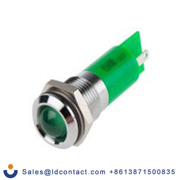 RS PRO 211-320  绿色 面板安装指示器, 110 V ac 焊接片端接, 凸型边框, 银色边框, IP40