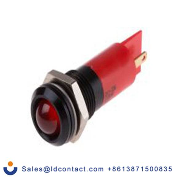 RS PRO 211-336  红色 面板安装指示器, 110 V ac 焊接片端接, 凸型边框, 黑色边框, IP40