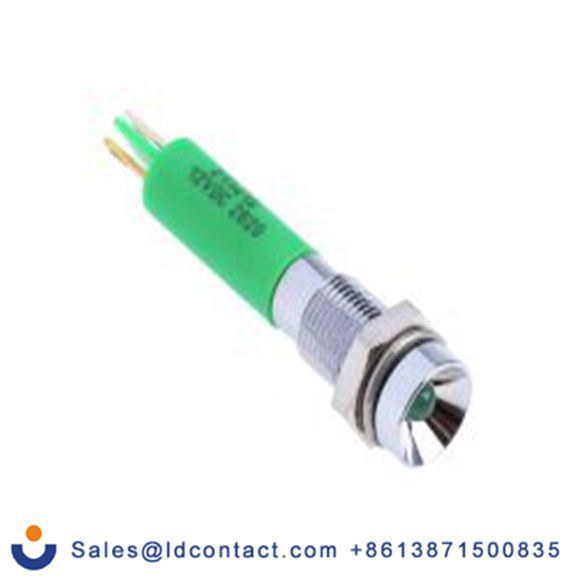 RS PRO 211-415  绿色 面板安装指示器, 12 V dc 焊接片端接, 凹入式边框, 银色边框 面板安装