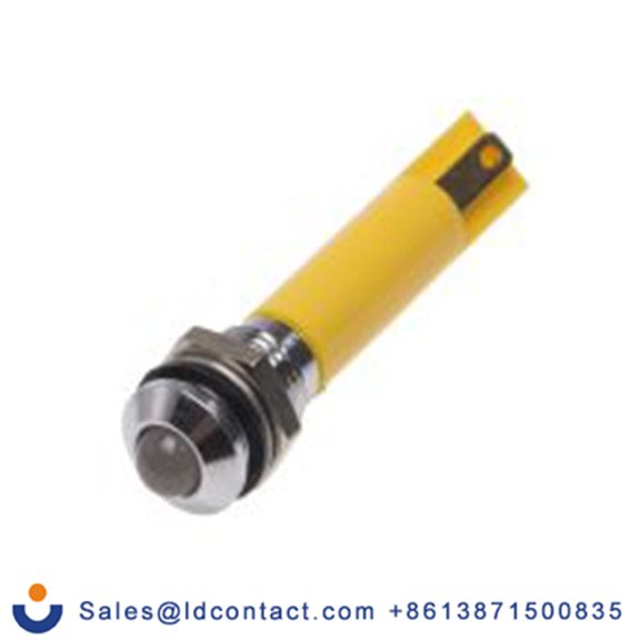 RS PRO 211-538  黄色 面板安装指示器, 24 V ac/dc 焊接片端接, 凸型边框, 银色边框, IP40