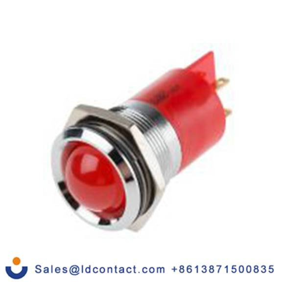 RS PRO 211-617  红色 面板安装指示器, 24 V ac/dc 焊接片端接, 凸型边框, 银色边框