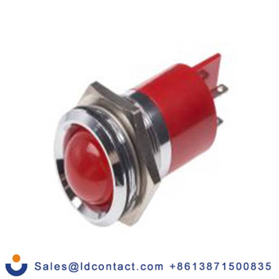 RS PRO 211-667  红色 面板安装指示器, 12 V 焊接片端接, 凸型边框, 银色边框