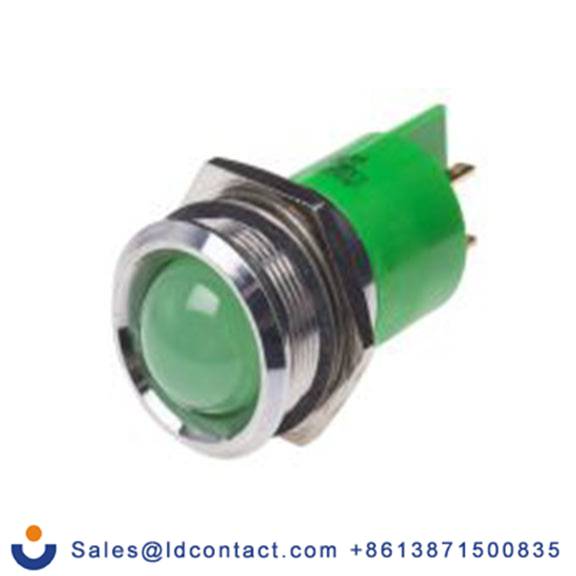 RS PRO 211-689  绿色 面板安装指示器, 12 V 焊接片端接, 凸型边框, 银色边框