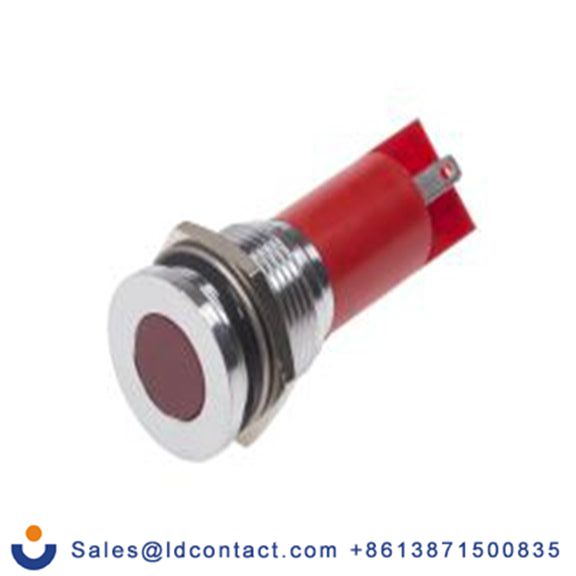 RS PRO 211-718  红色 面板安装指示器, 12 V ac/dc 焊接片端接, 平齐边框, 银色边框