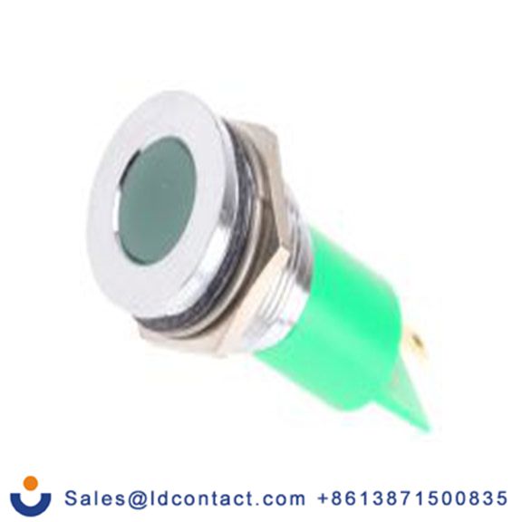 RS PRO 211-724  绿色 面板安装指示器, 12 V ac/dc 焊接片端接, 平齐边框, 银色边框