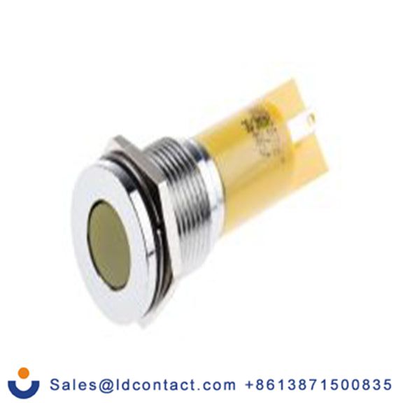 RS PRO 211-768  黄色 面板安装指示器, 24 V ac/dc 焊接片端接, 平齐边框, 银色边框