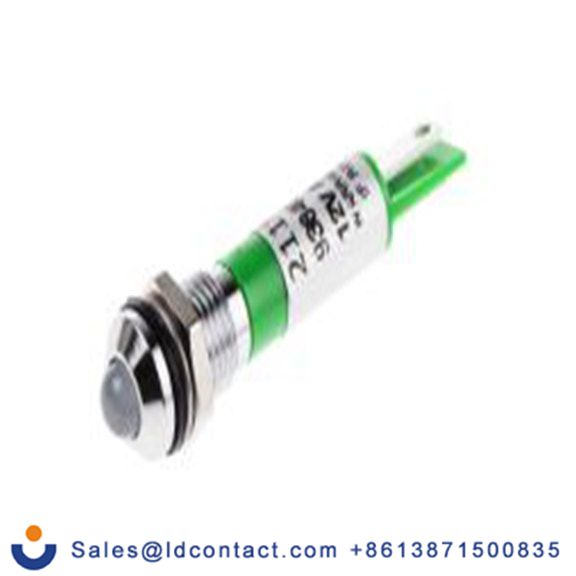 RS PRO 211-910  绿色 面板安装指示器, 12 V 焊接片端接, 凸型边框, 银色边框, IP40