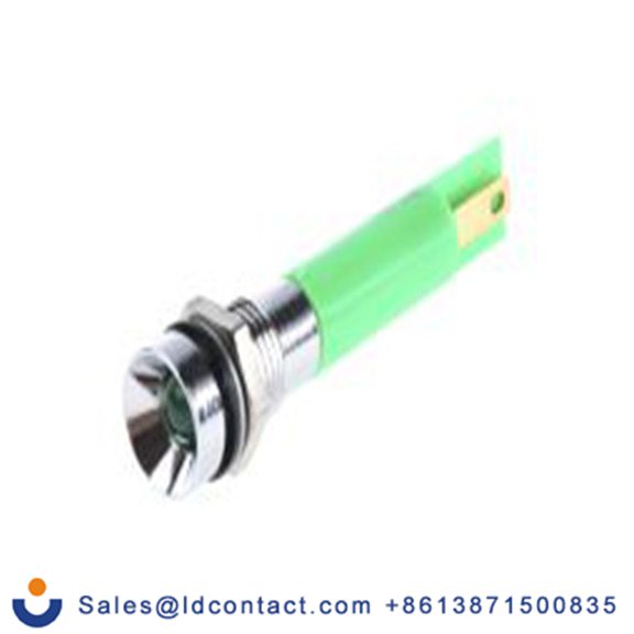 RS PRO 212-008  绿色 面板安装指示器, 24 V 焊接片端接, 凹入式边框, 银色边框, IP40