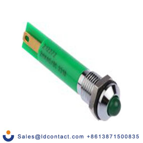 RS PRO 212-272  绿色 面板安装指示器, 24 V dc 焊接片端接, 凸型边框, 银色边框, IP40