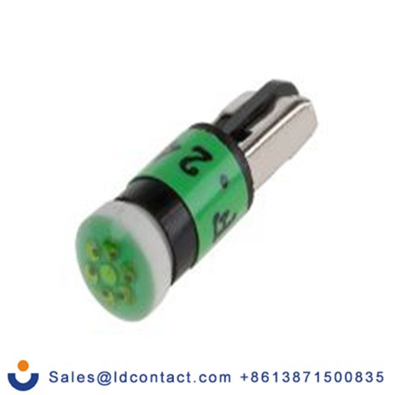 RS PRO 212-294  指示灯, 多芯片, 绿色, 楔形灯座, Φ5.46 mm, 17 mm长, 565 nm长, 24 V ac/dc