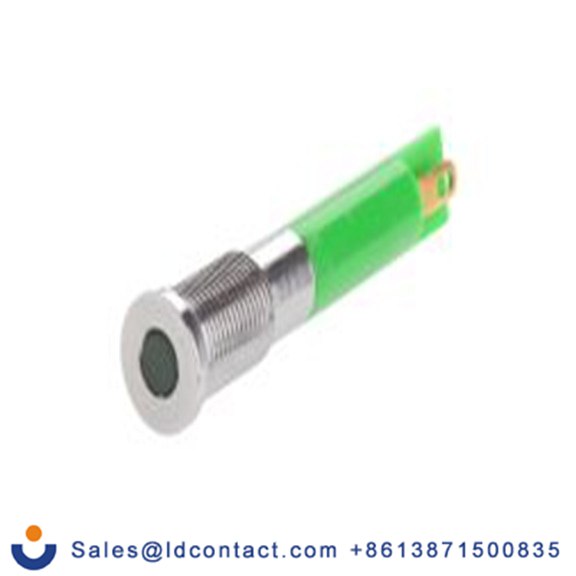 RS PRO 700-1564  绿色 面板安装指示器, 12 V dc 焊接片端接, 平齐边框, 银色边框, IP40