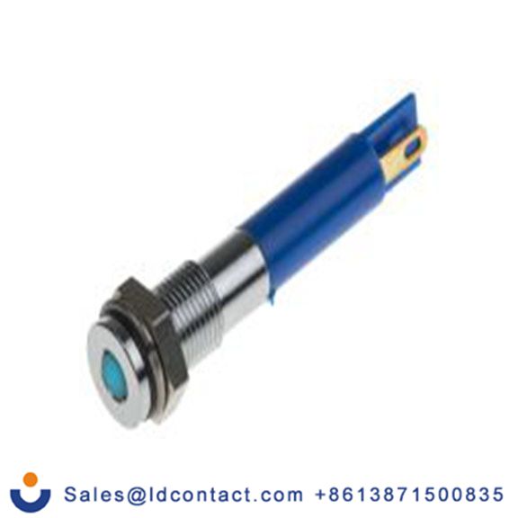 RS PRO 700-1577  蓝色 面板安装指示器, 12 V dc 焊接片端接, 平齐边框, 银色边框, IP40