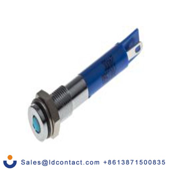 RS PRO 700-1580  蓝色 面板安装指示器, 24 V dc 焊接片端接, 平齐边框, 银色边框, IP40