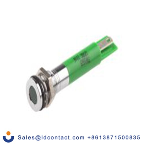 RS PRO 700-1665  绿色 面板安装指示器, 12 V dc 焊接片端接, 平齐边框, 银色边框, IP40