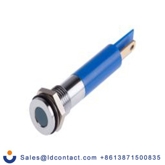 RS PRO 700-1678  蓝色 面板安装指示器, 12 V dc 焊接片端接, 平齐边框, 银色边框, IP40